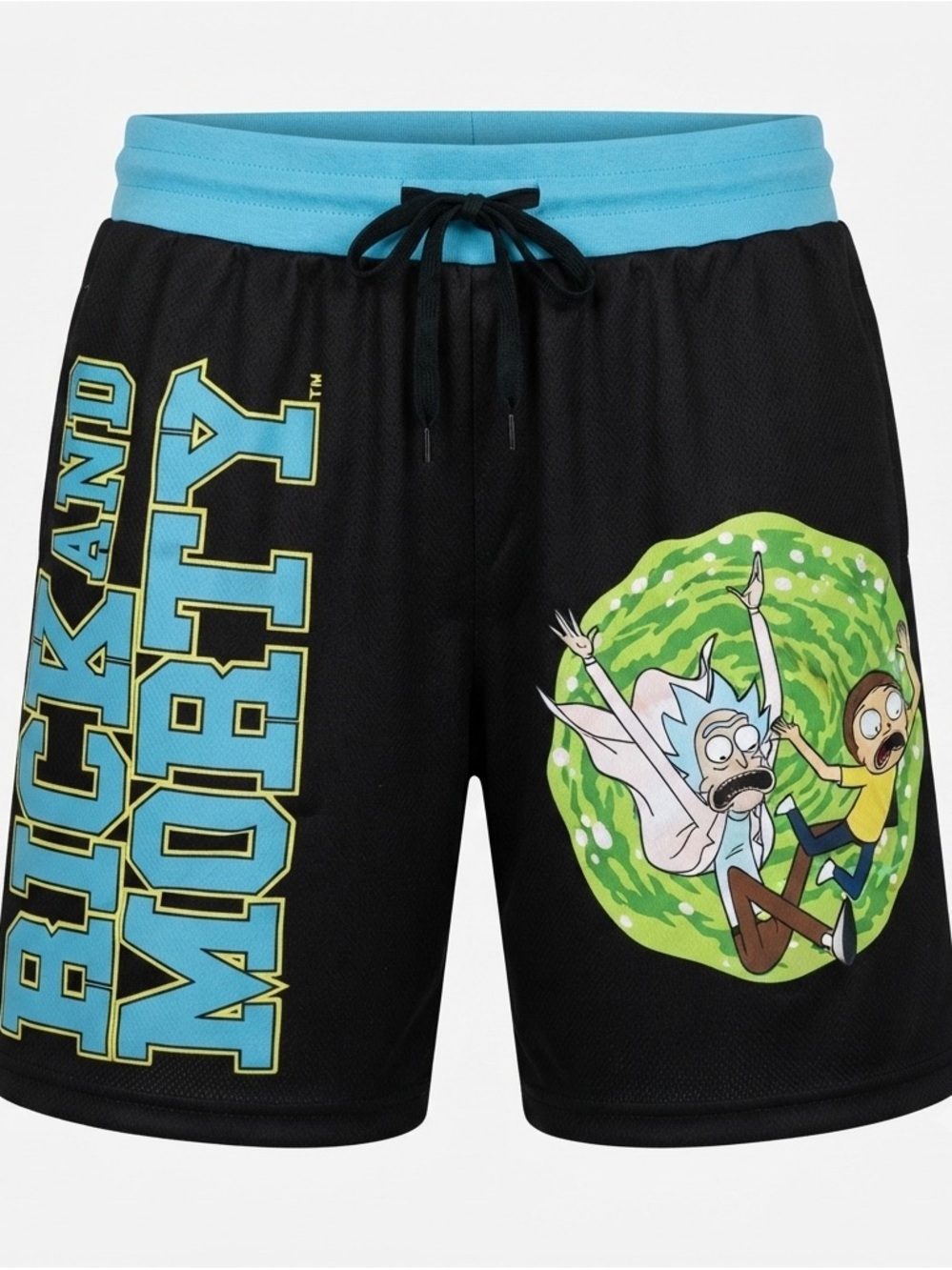 Rick and Morty Shorts Men’s Small Black Portal Graphic Drawstring NWOT